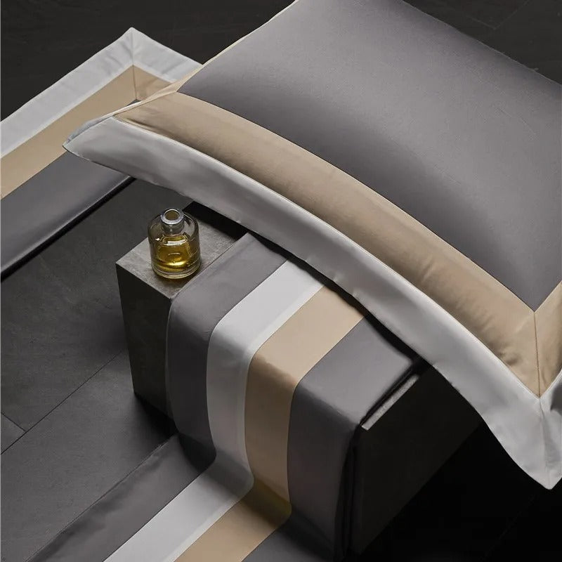 Luxor Grey Stripe Egyptian Cotton Bedding Set