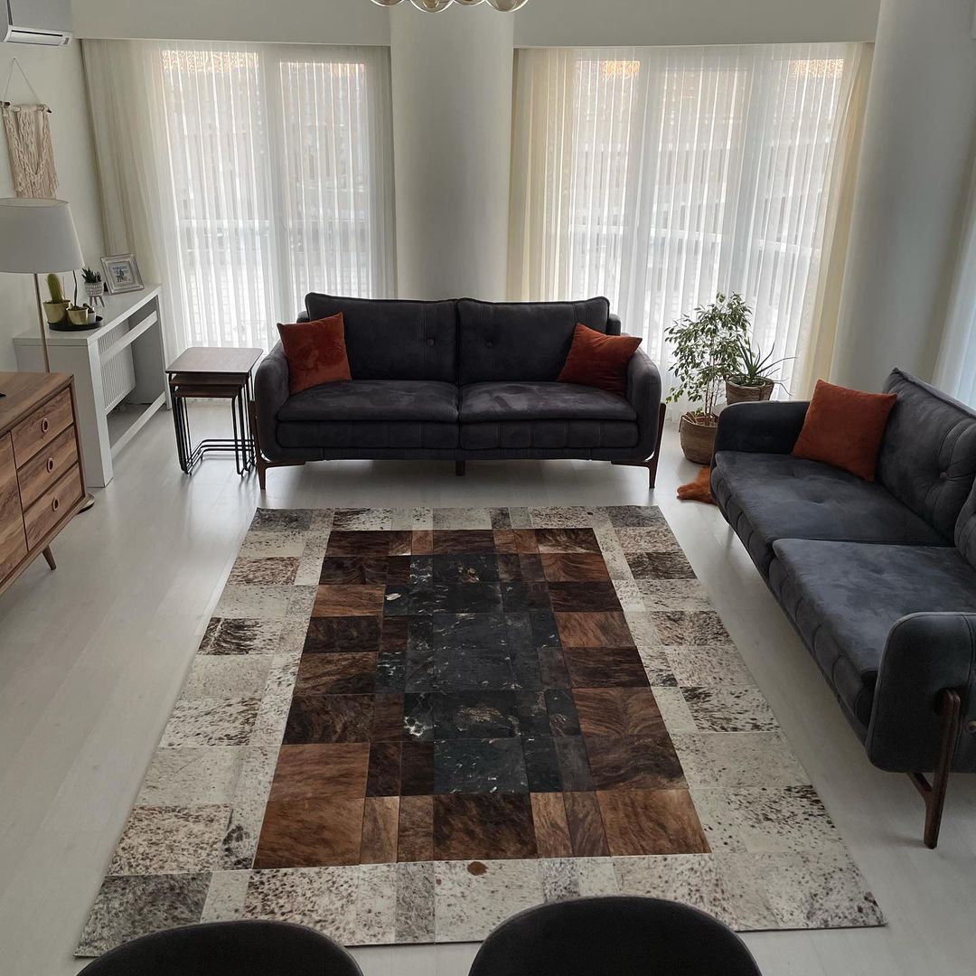 Teora Handcrafted Flatweave Natural Leather Rug