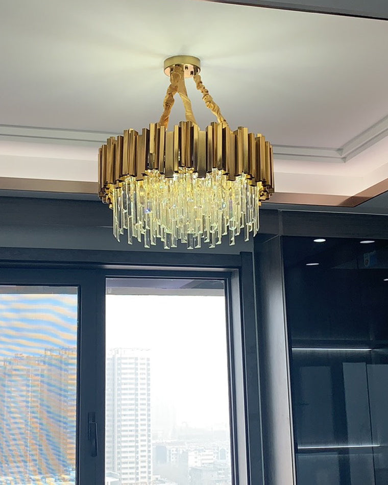 WOMO 2 Tier Gold Crystal Chandelier-WM2185b