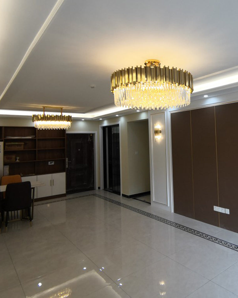 WOMO 2 Tier Gold Crystal Chandelier-WM2185b