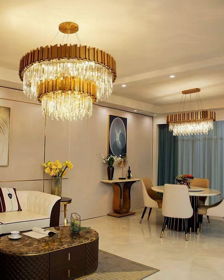 WOMO Linear Gold Crystal Chandelier-WM2185c