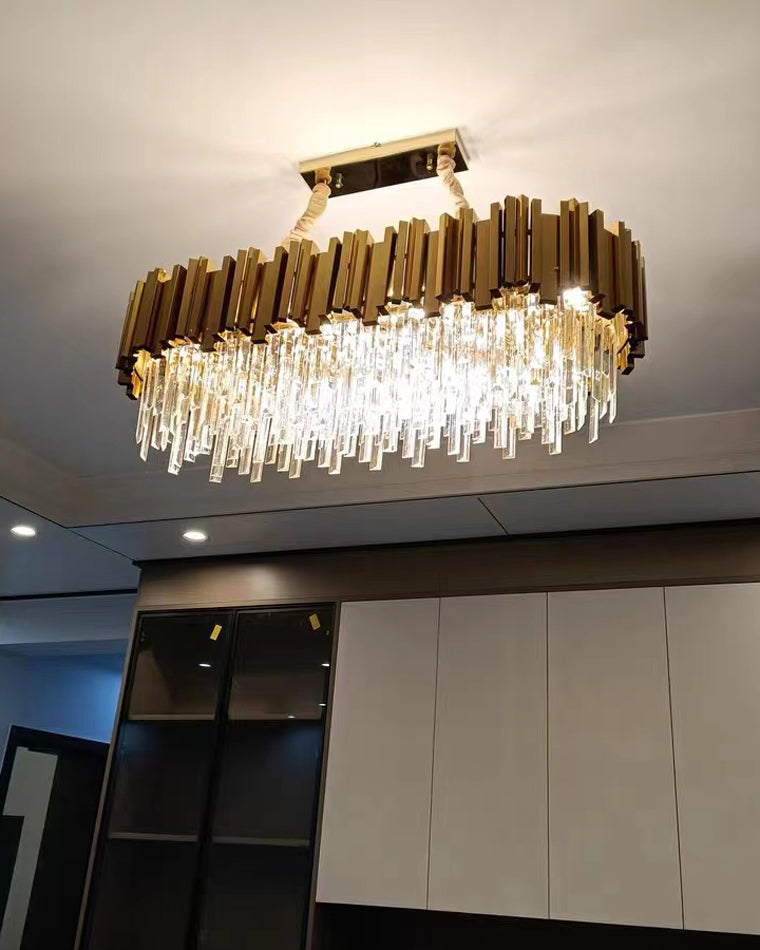 WOMO 2 Tier Gold Crystal Chandelier-WM2185b