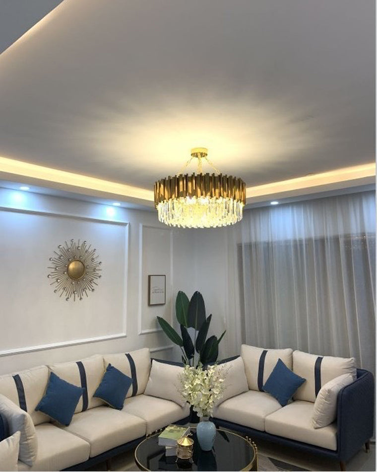 WOMO 2 Tier Gold Crystal Chandelier-WM2185b