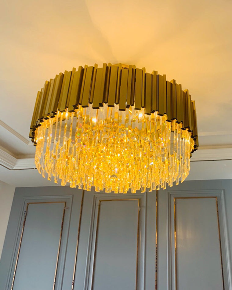 WOMO 2 Tier Gold Crystal Chandelier-WM2185b