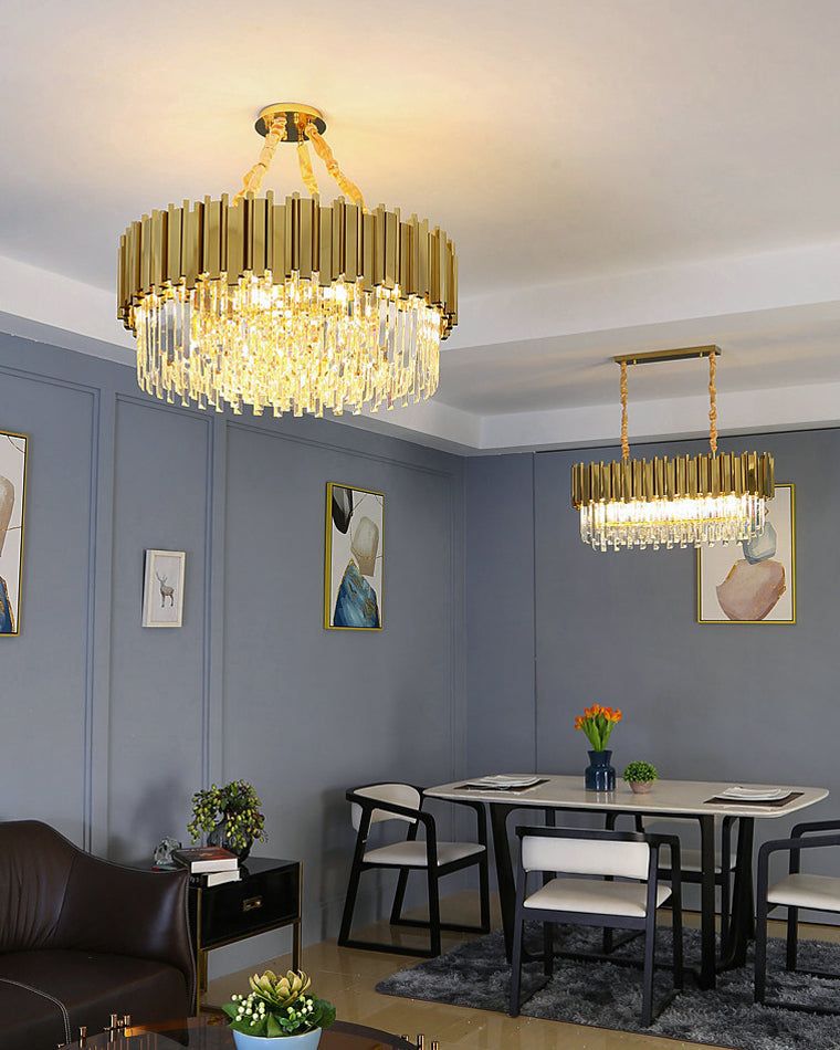 WOMO 2 Tier Gold Crystal Chandelier-WM2185b