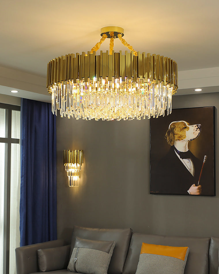 WOMO 2 Tier Gold Crystal Chandelier-WM2185b
