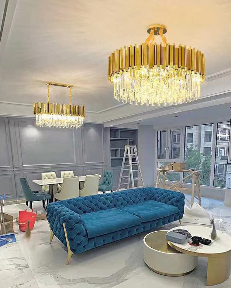 WOMO Linear Gold Crystal Chandelier-WM2185c