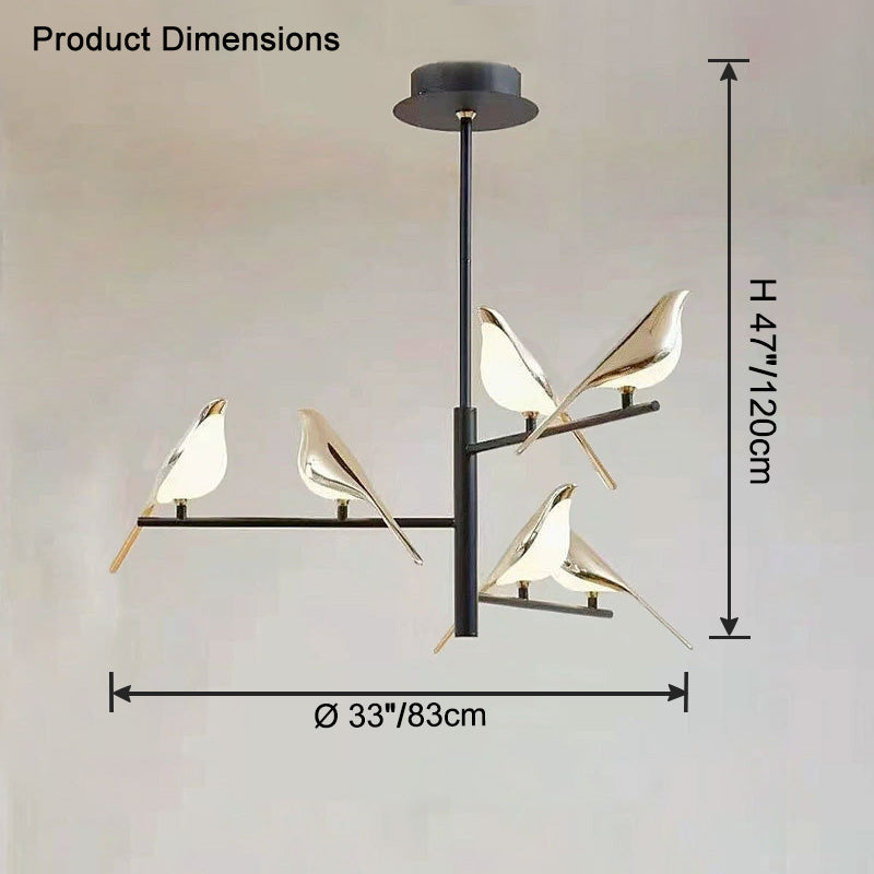 WOMO Black and Gold Bird Chandelier-WM2512