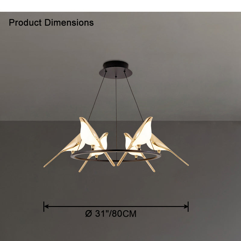WOMO Black and Gold Bird Chandelier-WM2512