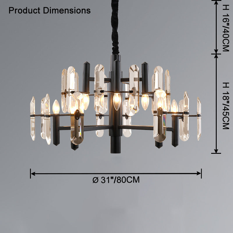 WOMO Black Candle Crystal Chandelier-WM2519