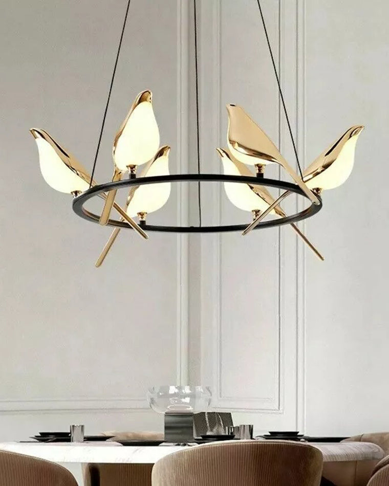 WOMO Black and Gold Bird Chandelier-WM2512