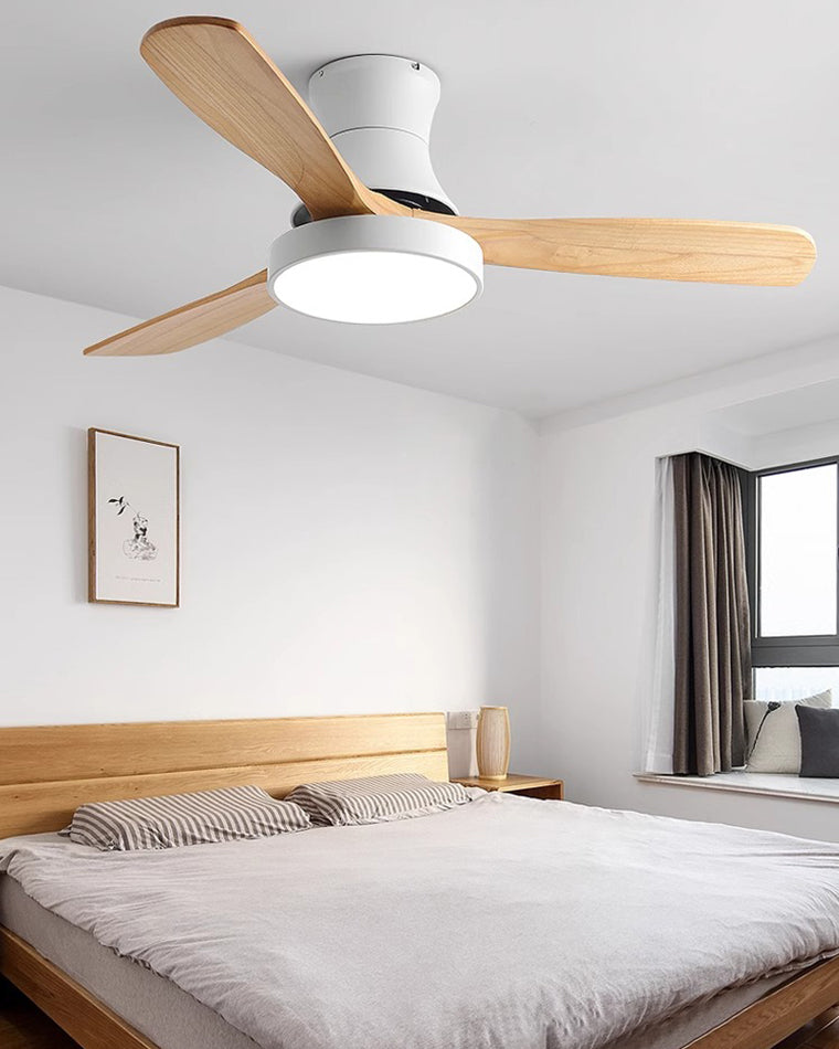 WOMO 3 Wood Blade Hugger Ceiling Fan Lamp-WM5120