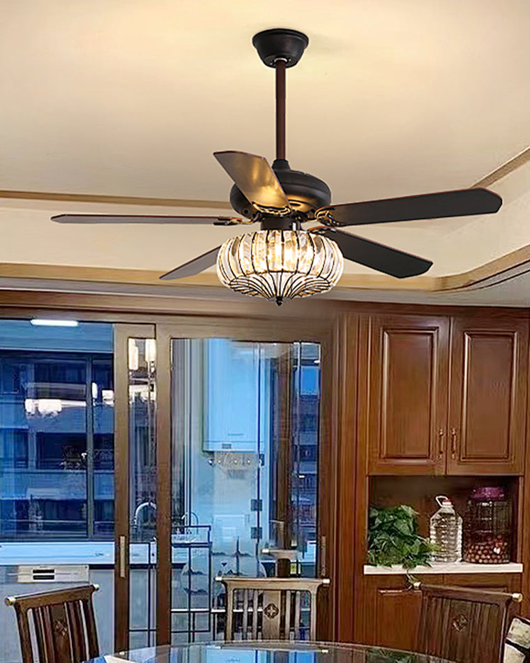 WOMO Vintage Crystal Ceiling Fan Lamp-WM5122