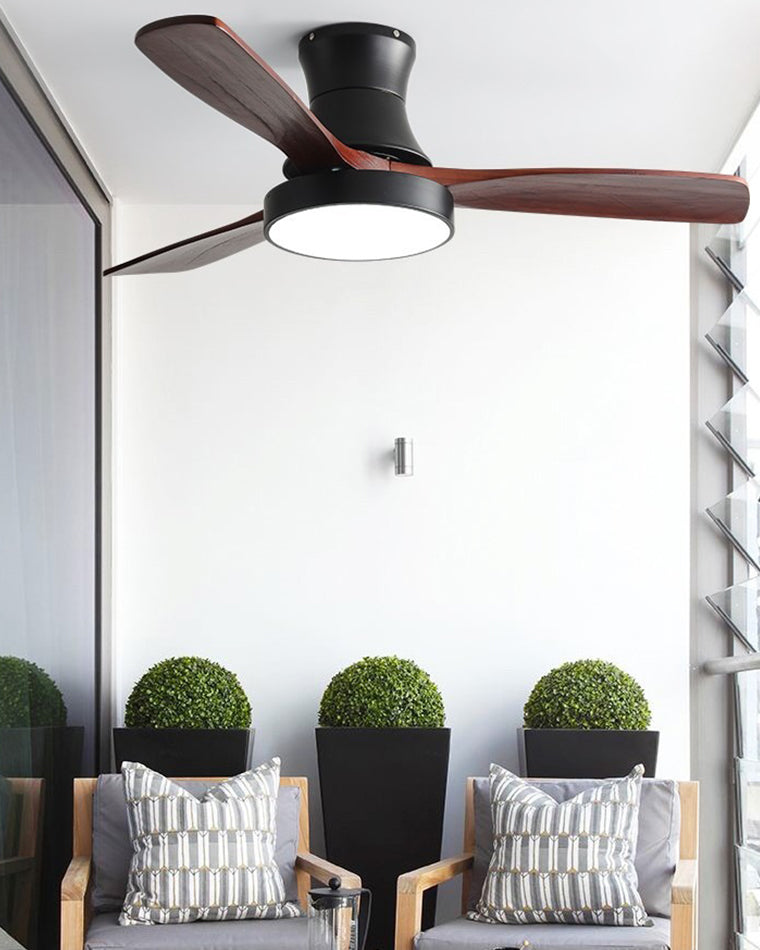 WOMO 3 Wood Blade Hugger Ceiling Fan Lamp-WM5120