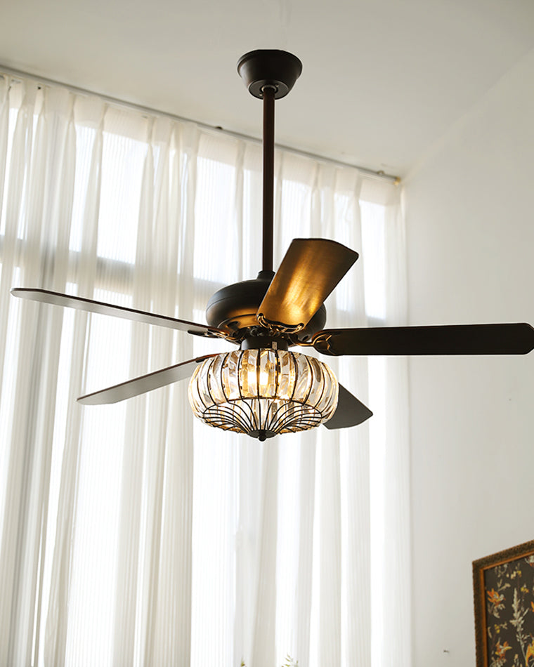 WOMO Vintage Crystal Ceiling Fan Lamp-WM5122