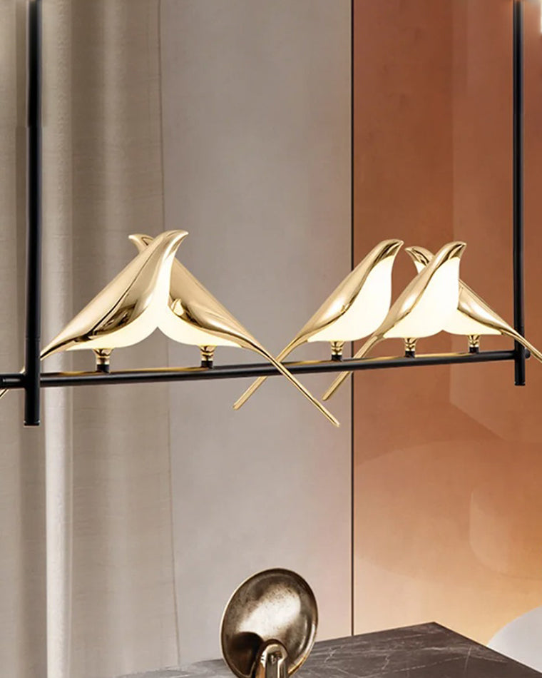 WOMO Black and Gold Bird Chandelier-WM2512