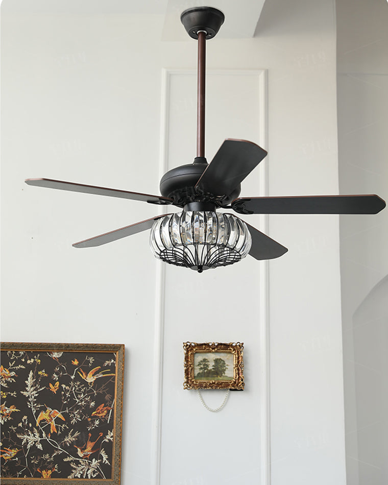 WOMO Vintage Crystal Ceiling Fan Lamp-WM5122