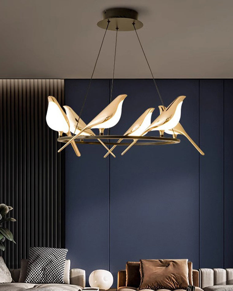 WOMO Black and Gold Bird Chandelier-WM2512