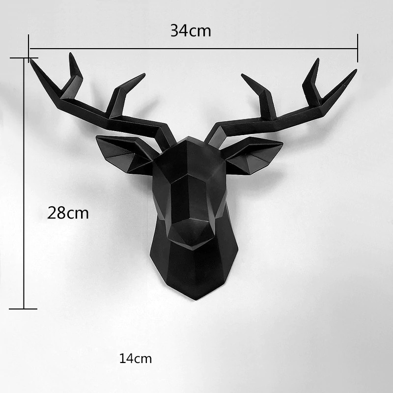 HomeQuill‚Ñ¢ Geometric 3D Deer Head Wall Decoration - Nordic Side -