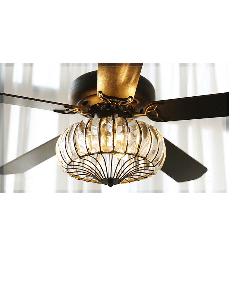 WOMO Vintage Crystal Ceiling Fan Lamp-WM5122