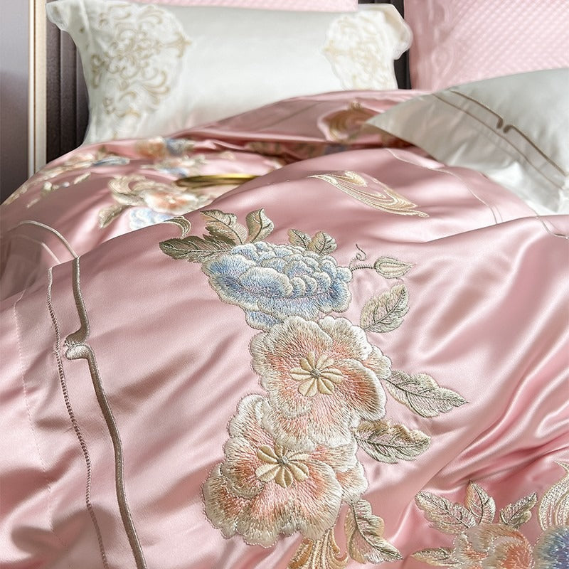 Esana Pink Embroidery Egyptian Cotton Bedding Set