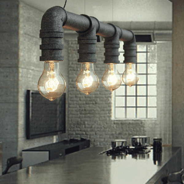 4 Head Water Pipe Industrial Pendant Light