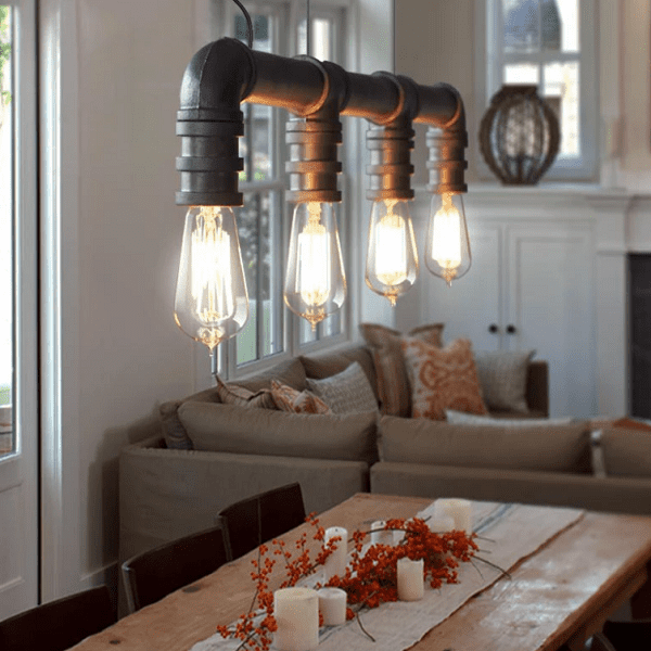 4 Head Water Pipe Industrial Pendant Light