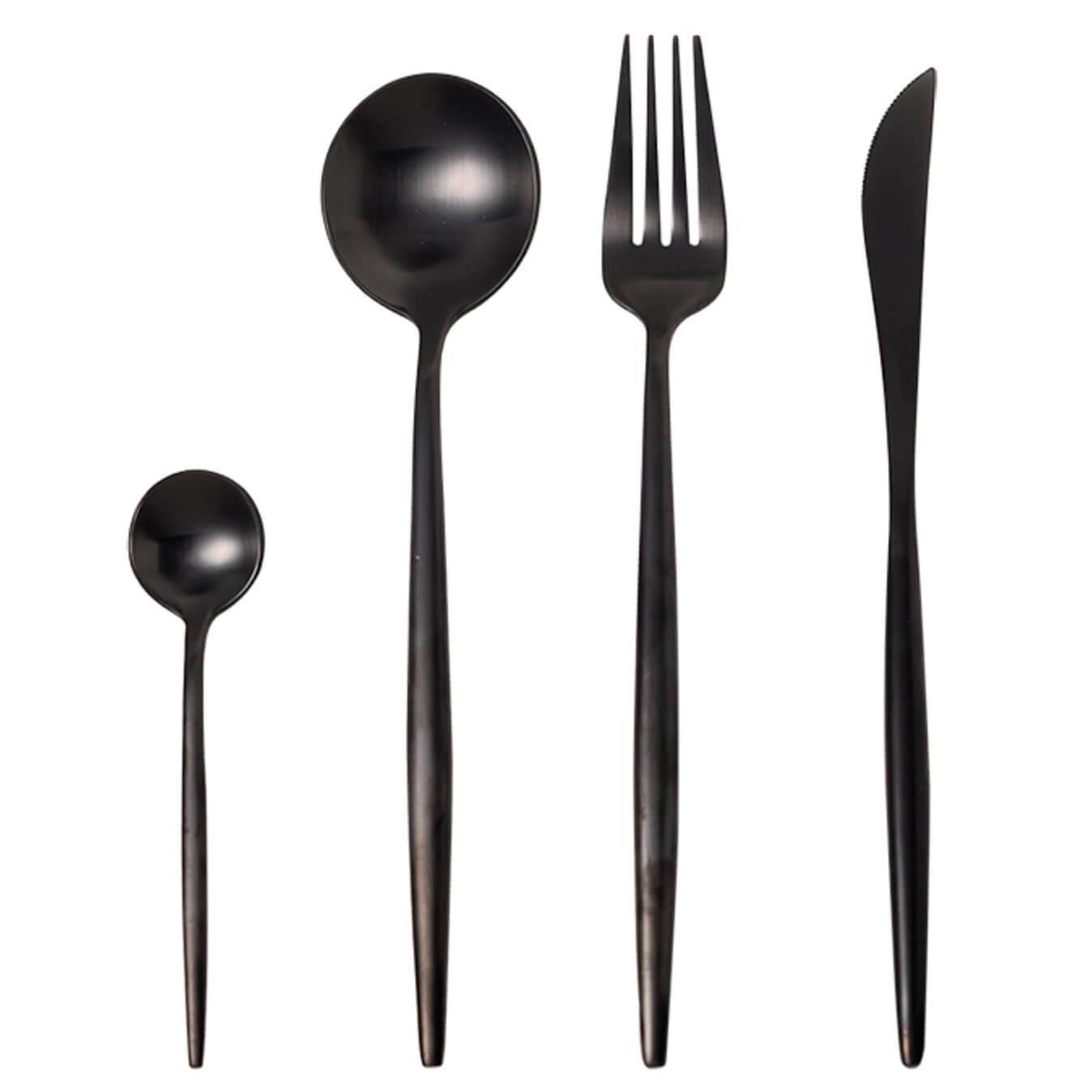4 Psc Black Cutlery Set - Nordic Side -