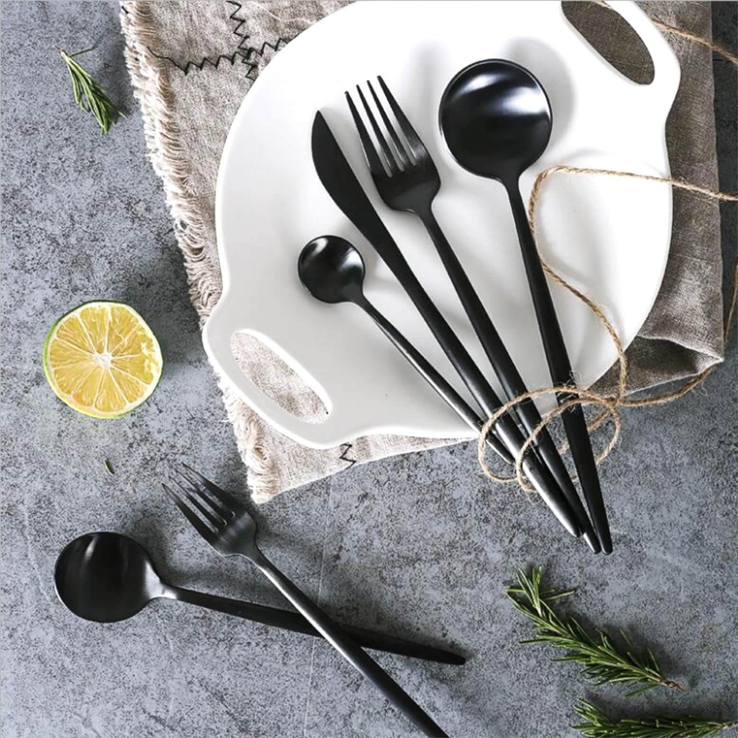 4 Psc Black Cutlery Set - Nordic Side -