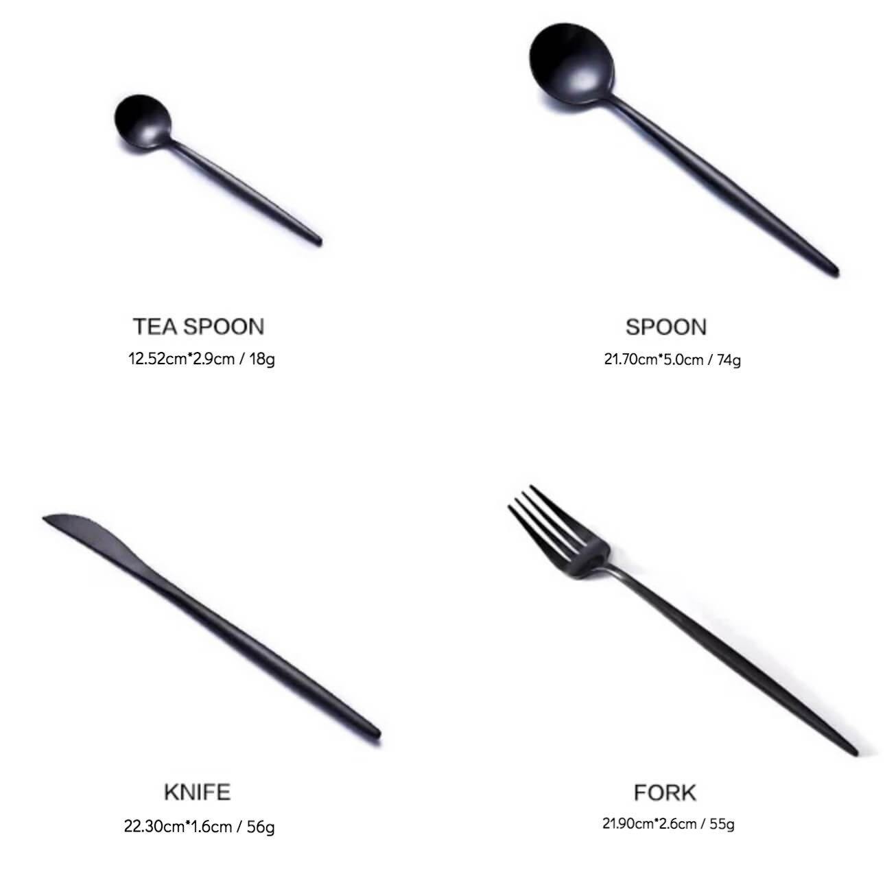 4 Psc Black Cutlery Set - Nordic Side -