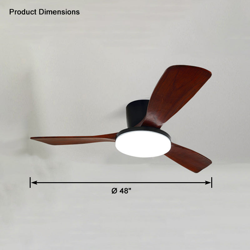 WOMO 3 Wood Blade Low Profile Ceiling Fan Lamp-WM5058