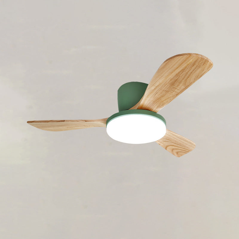 WOMO 3 Wood Blade Low Profile Ceiling Fan Lamp-WM5058