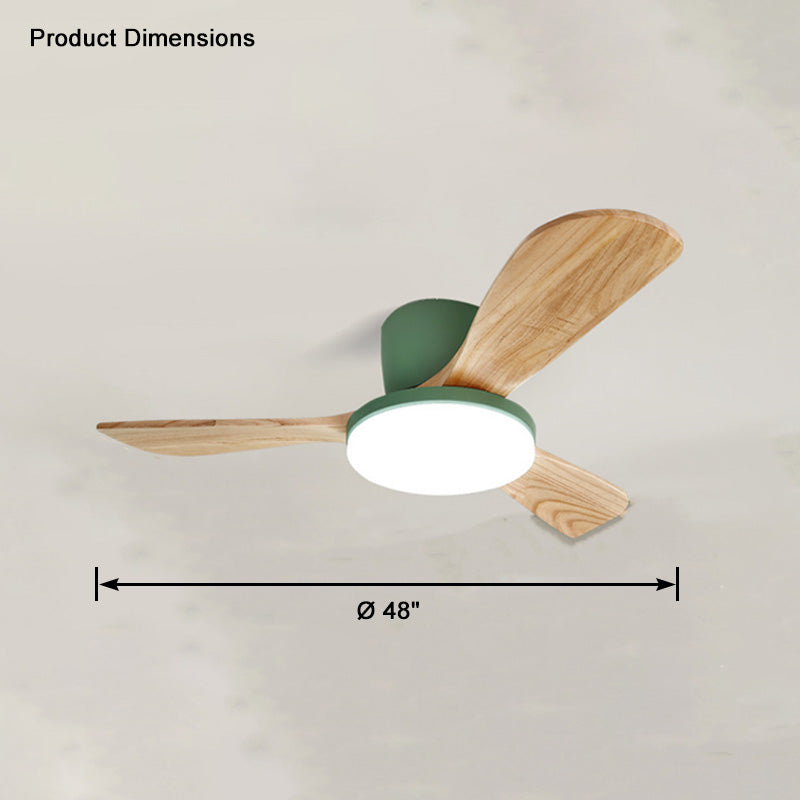 WOMO 3 Wood Blade Low Profile Ceiling Fan Lamp-WM5058