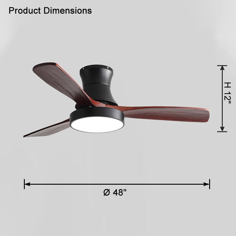 WOMO 3 Wood Blade Hugger Ceiling Fan Lamp-WM5120