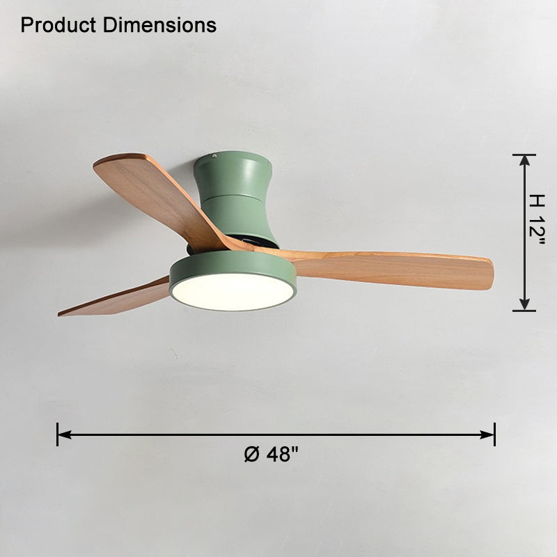 WOMO 3 Wood Blade Hugger Ceiling Fan Lamp-WM5120