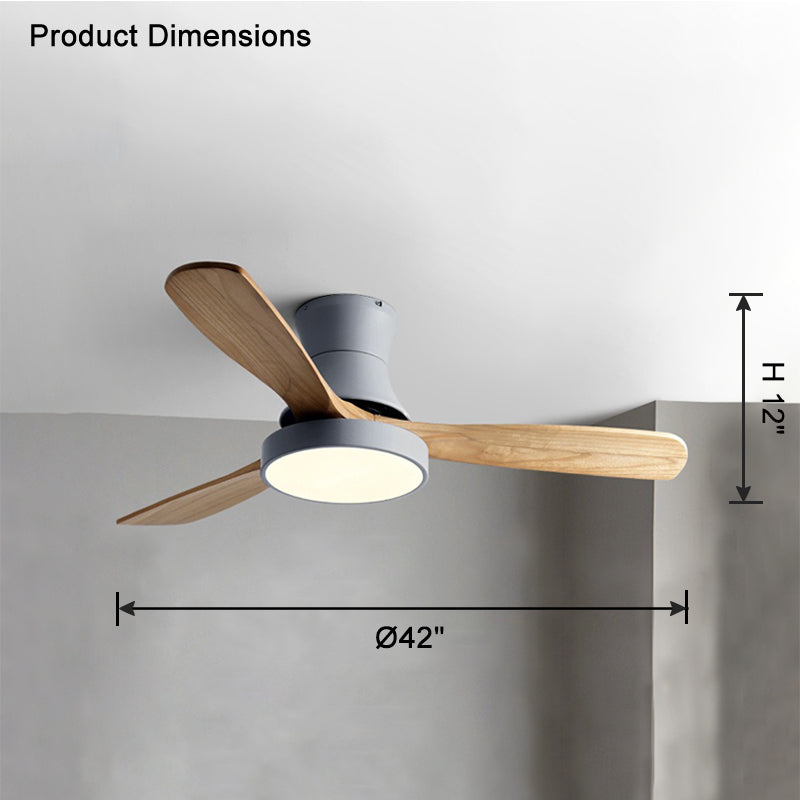 WOMO 3 Wood Blade Hugger Ceiling Fan Lamp-WM5120