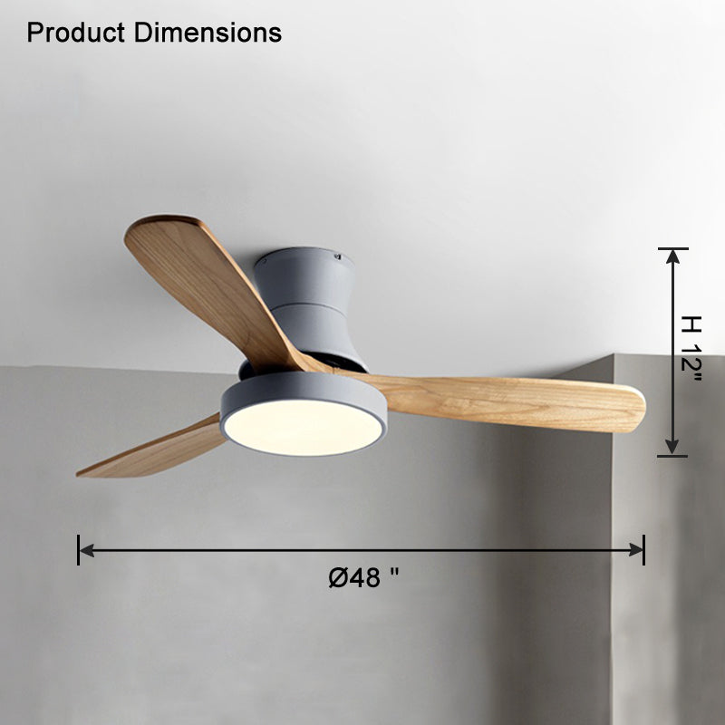 WOMO 3 Wood Blade Hugger Ceiling Fan Lamp-WM5120