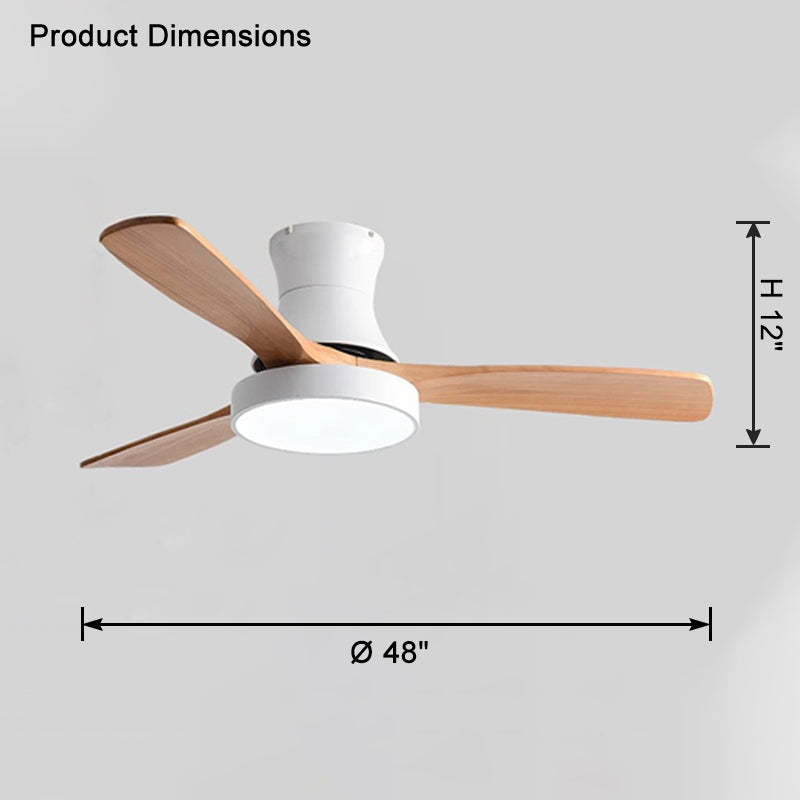 WOMO 3 Wood Blade Hugger Ceiling Fan Lamp-WM5120