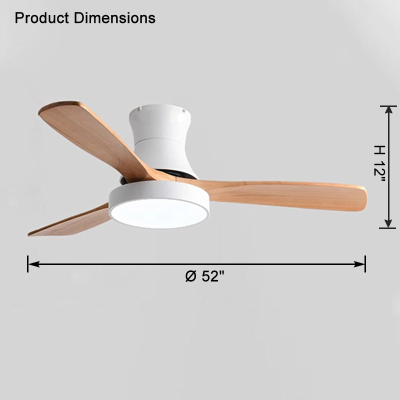 WOMO 3 Wood Blade Hugger Ceiling Fan Lamp-WM5120