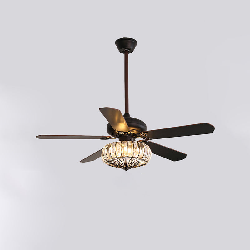 WOMO Vintage Crystal Ceiling Fan Lamp-WM5122