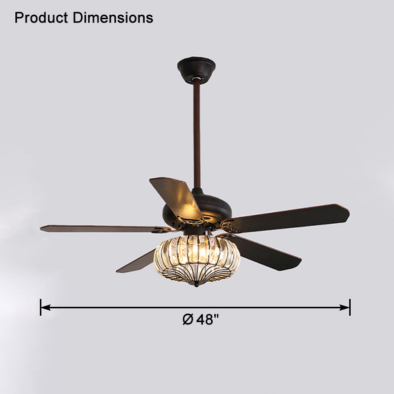 WOMO Vintage Crystal Ceiling Fan Lamp-WM5122