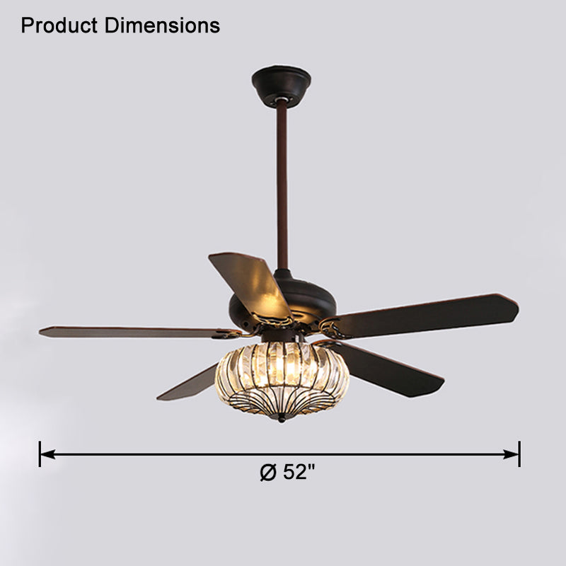 WOMO Vintage Crystal Ceiling Fan Lamp-WM5122