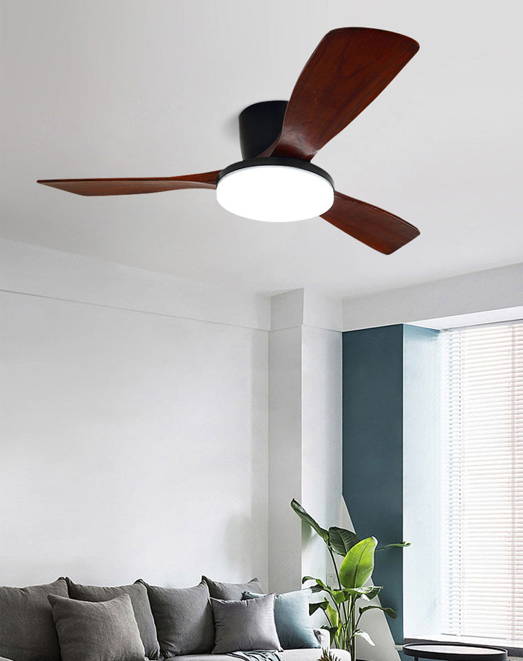 WOMO 3 Wood Blade Low Profile Ceiling Fan Lamp-WM5058