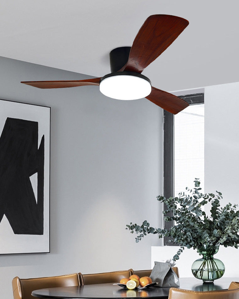 WOMO 3 Wood Blade Low Profile Ceiling Fan Lamp-WM5058