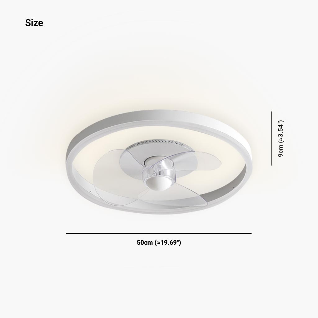 Ceiling Fan with LED Light Minimalist Silent Round, White