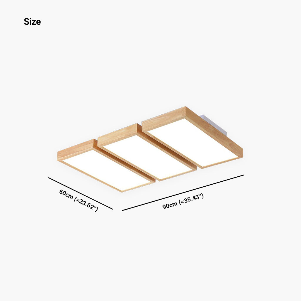 Ceiling Light Flush Mount Nordic Wooden Rectangle Bright LED Dimmable