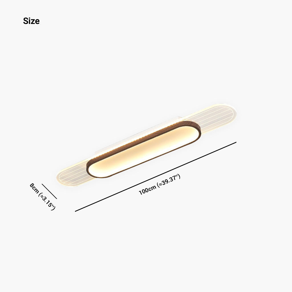 Ceiling/Wall Light Modern Oval Linear LED, Log/Walnut Color