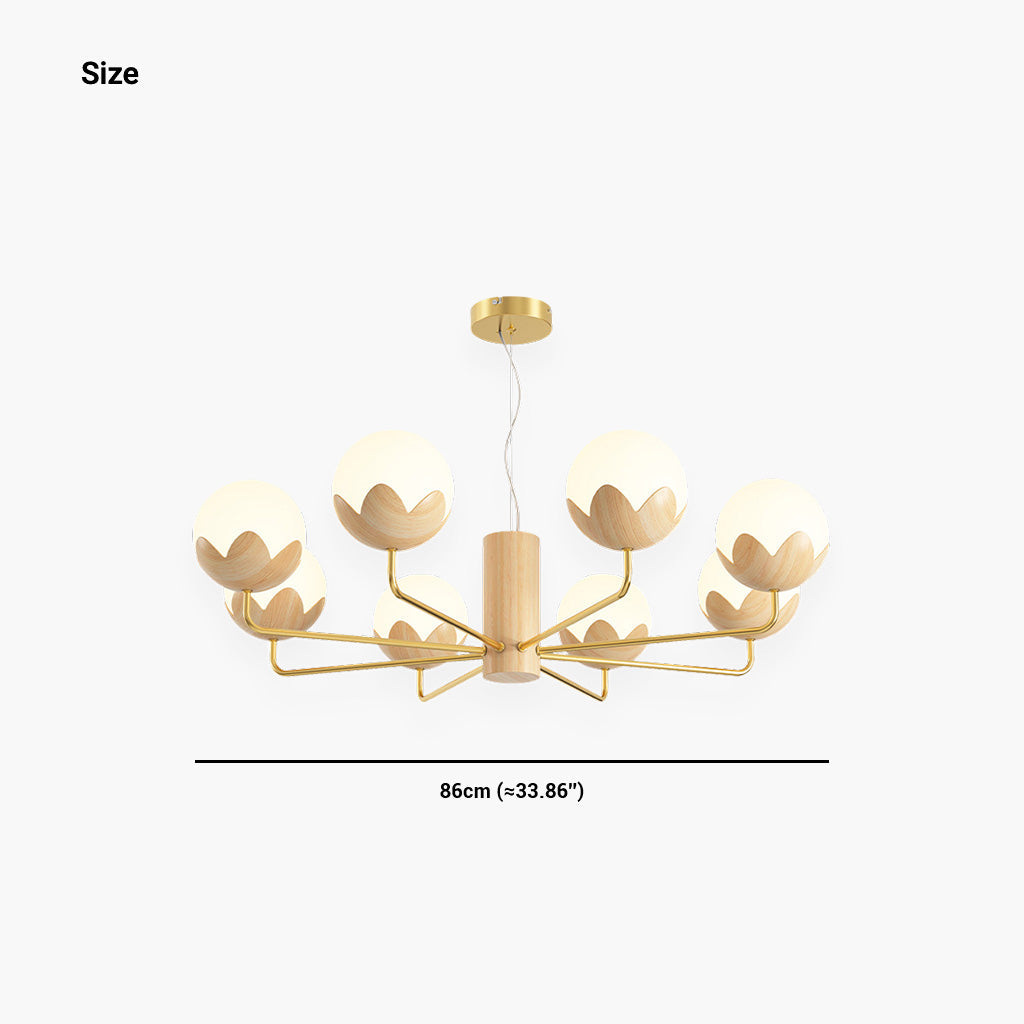 Chandelier Nordic Glamorous Cream Globe Flower Bud