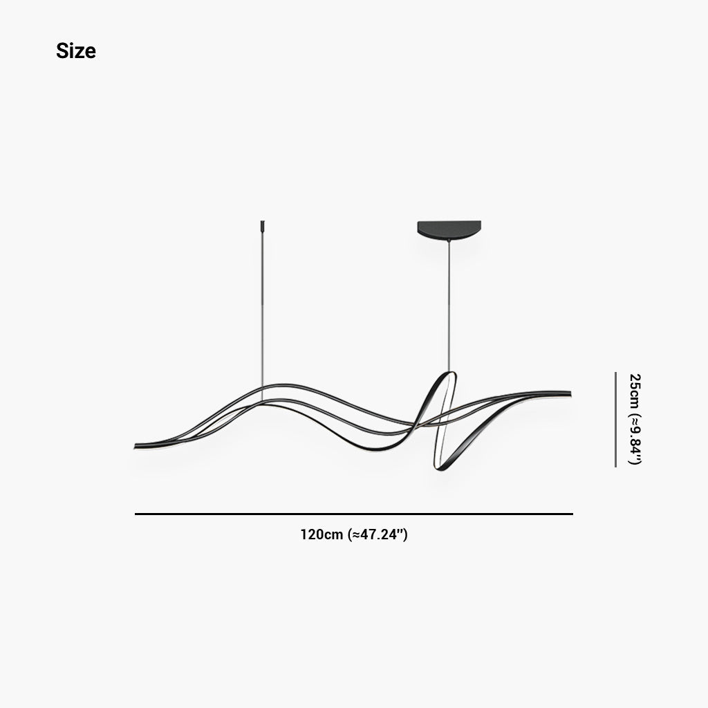 Chandelier Unique Minimalist Curved Wave LED, Black / White