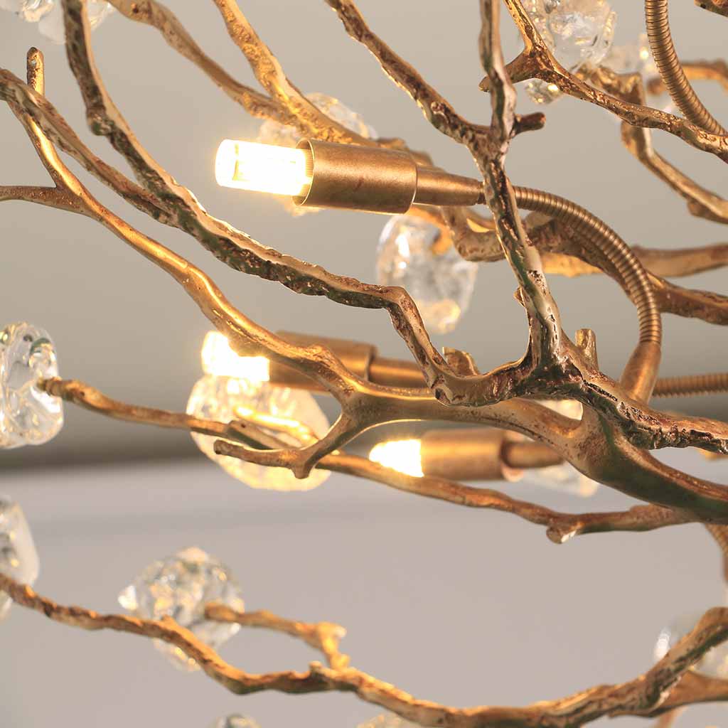 Chandelier Vintage Unique Gemstone Brass Tree Branch